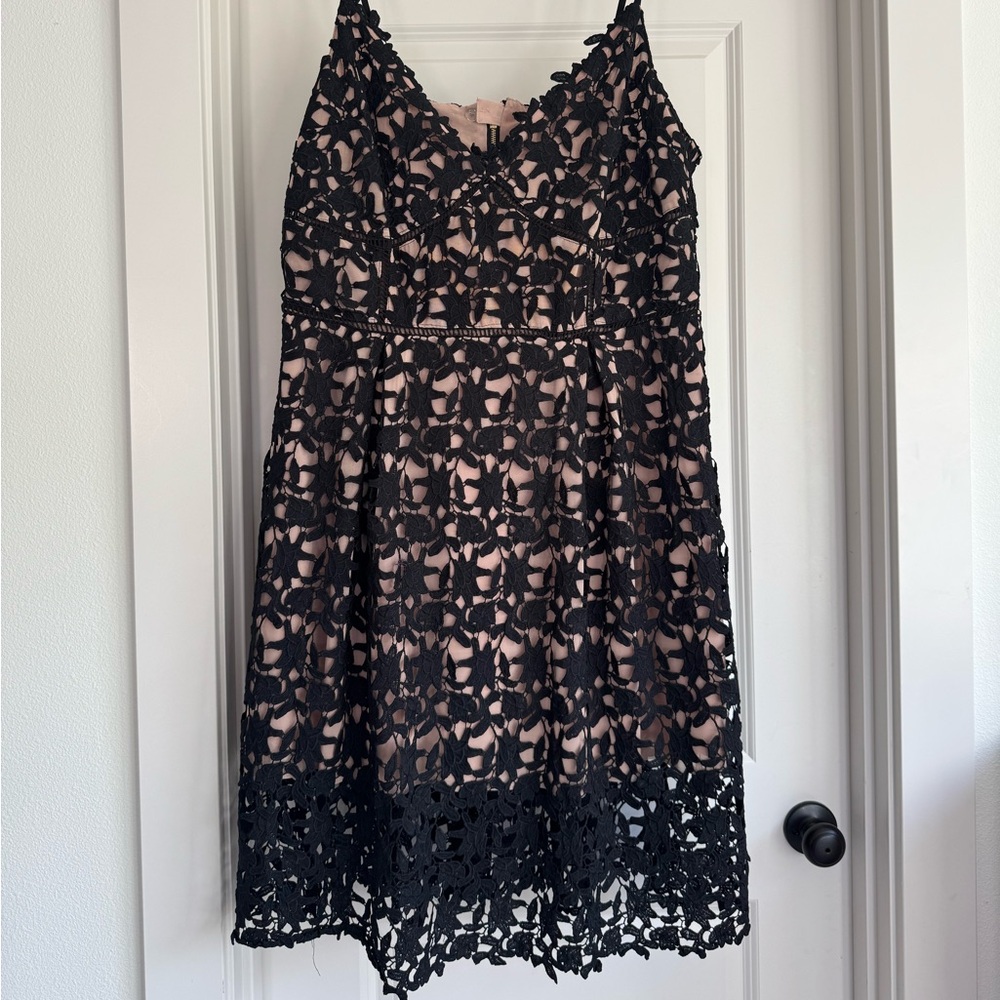 City Chic Crocheted Black Lace Party Dress